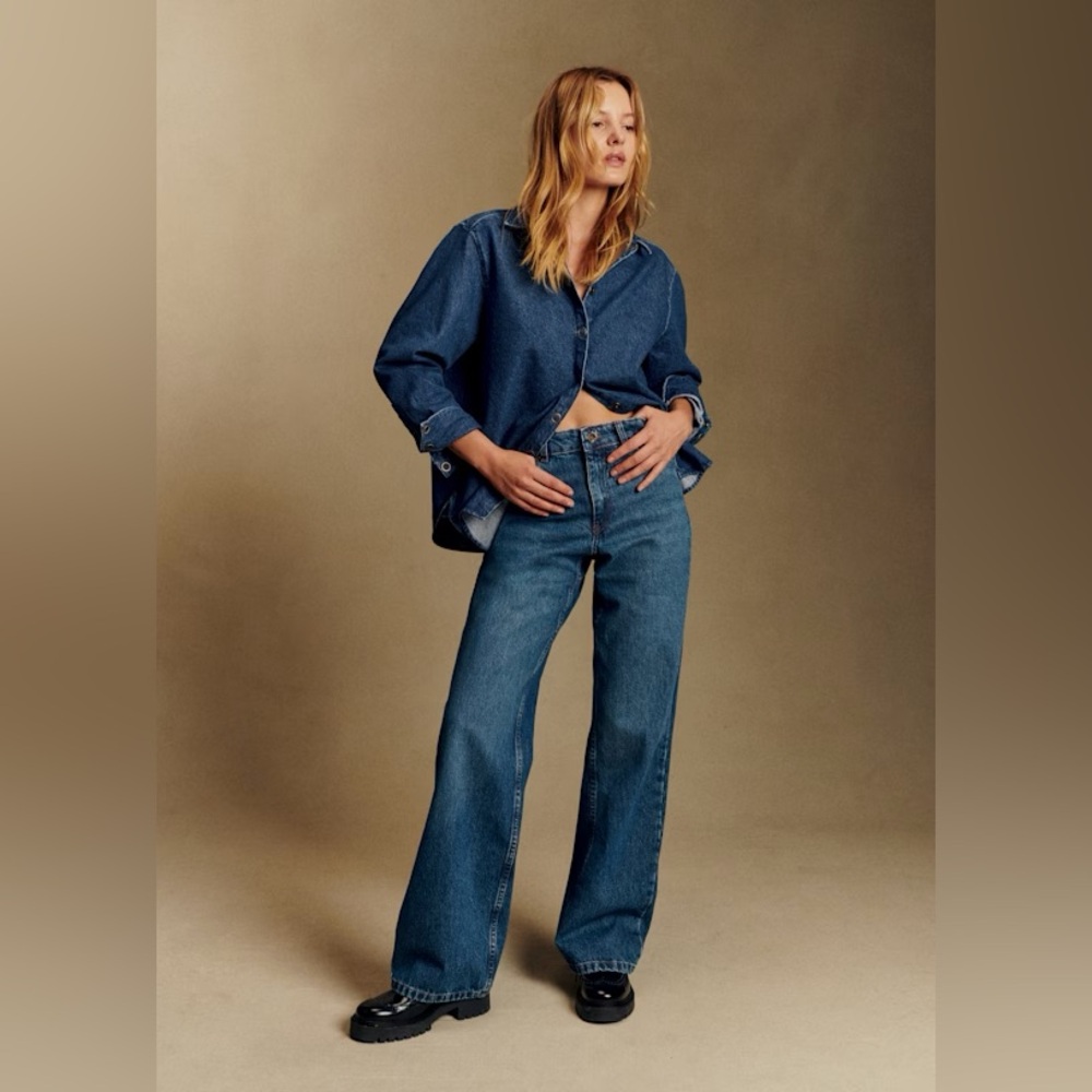 Sezane The Wide Leg Trousers Deep Blue - Size 4